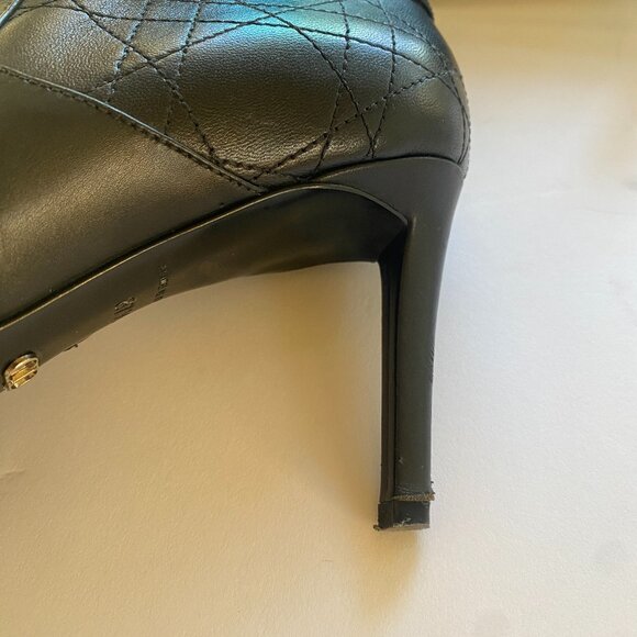 Christian Dior Graphic Cannage Black Leather Ankle Boots SZ 37.5 - Picture 4 of 8